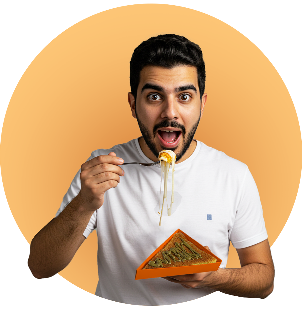 man eating kanafa man eating kanafa